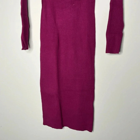 And Now This Women's Raspberry Cutout Long-Sleeve Ribbed Sweater Dress - Picture 6 of 7